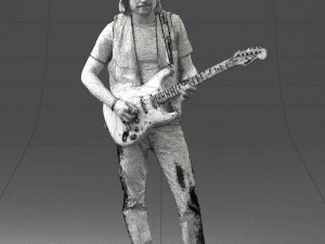 000454 Realistic Male Guitarist Character 3D Model