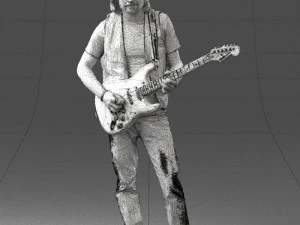 000454 Realistic Male Guitarist Character 3D Model