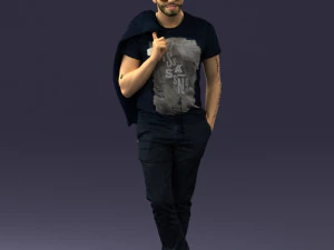 000456 Realistic Casual Man with Sunglasses Standing Pose 3D Model