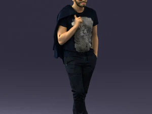 000456 Realistic Casual Man with Sunglasses Standing Pose 3D Model