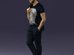 000456 Realistic Casual Man with Sunglasses Standing Pose 3D Model