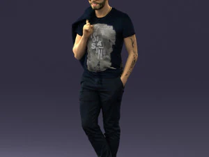 000456 Realistic Casual Man with Sunglasses Standing Pose 3D Model