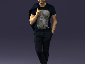 000456 Realistic Casual Man with Sunglasses Standing Pose 3D Model