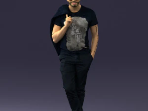 000456 Realistic Casual Man with Sunglasses Standing Pose 3D Model
