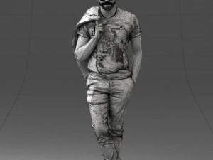 000456 Realistic Casual Man with Sunglasses Standing Pose 3D Model