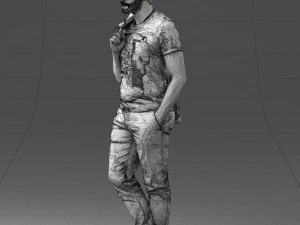 000456 Realistic Casual Man with Sunglasses Standing Pose 3D Model