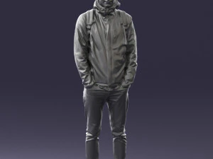 000457 Realistic Casual Man with Backpack Standing Pose 3D Model