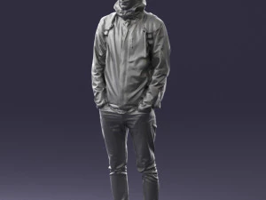000457 Realistic Casual Man with Backpack Standing Pose 3D Model