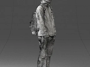 000457 Realistic Casual Man with Backpack Standing Pose 3D Model