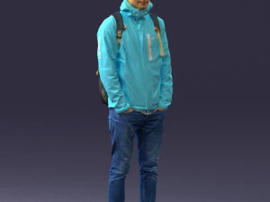 000457 Realistic Casual Man with Backpack Standing Pose 3d print ready 3D Print Model