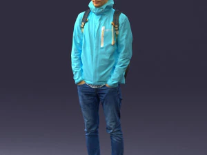 000457 Realistic Casual Man with Backpack Standing Pose 3d print ready 3D Print Model