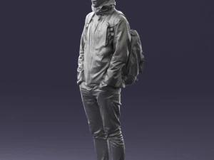 000457 Realistic Casual Man with Backpack Standing Pose 3d print ready 3D Print Model