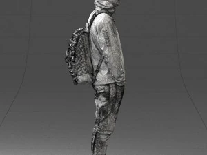 000457 Realistic Casual Man with Backpack Standing Pose 3d print ready 3D Print Model