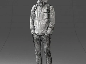 000457 Realistic Casual Man with Backpack Standing Pose 3d print ready 3D Print Model