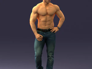 000458 Pose de p&eacute; de homem musculoso atl&eacute;tico Modelo 3D