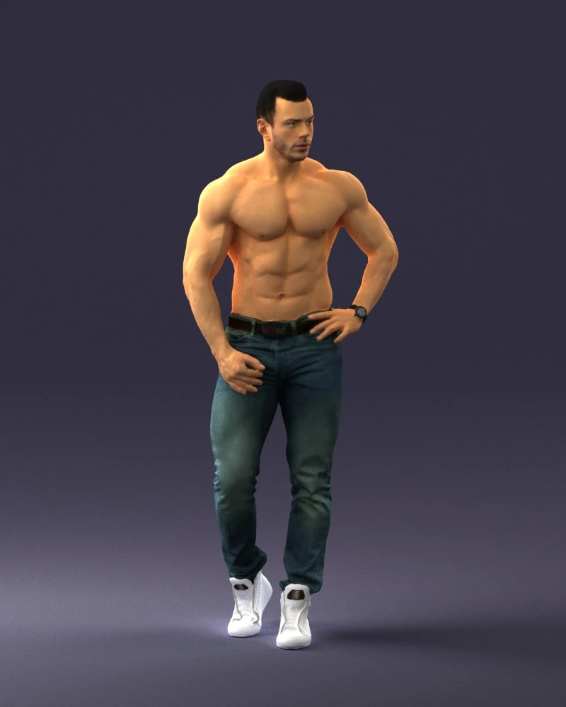 000458 Athletic Muscular Man Standing Pose 3dp 3D Print Model .c4d .max .obj .3ds .fbx .stl .blend 
