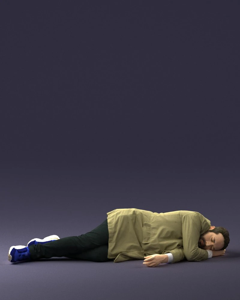 000461 Unconscious Man Lying on the Ground 3dp 3D Print Model .c4d .max .obj .3ds .fbx .stl .blend