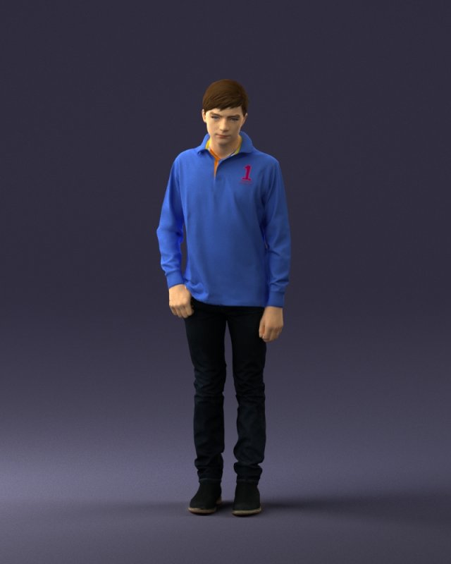 boy in blue sweatshirt 0128 3D Model .c4d .max .obj .3ds .fbx .stl .blend 