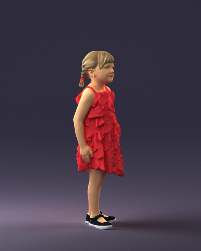 girl in red dress 0129 3D in 3DExport
