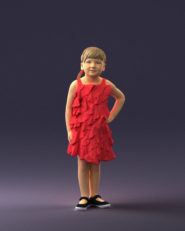girl in red dress 0129 3d print ready 3D Baskı Modeli .c4d .max .obj .3ds .fbx .stl .blend 