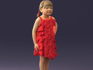 girl in red dress 0129 3d print ready 3D Baskı Modeli