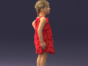 girl in red dress 0129 3d print ready 3D Baskı Modeli