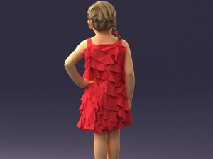 girl in red dress 0129 3d print ready 3D Baskı Modeli
