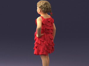 girl in red dress 0129 3d print ready 3D Baskı Modeli