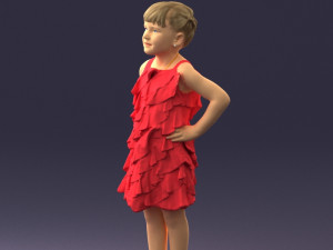 girl in red dress 0129 3d print ready 3D Baskı Modeli