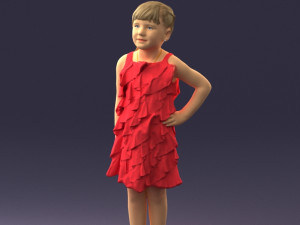 girl in red dress 0129 3d print ready 3D Baskı Modeli