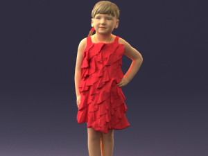 girl in red dress 0129 3d print ready 3D Baskı Modeli