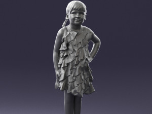 girl in red dress 0129 3d print ready 3D Baskı Modeli