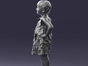 girl in red dress 0129 3d print ready 3D Baskı Modeli