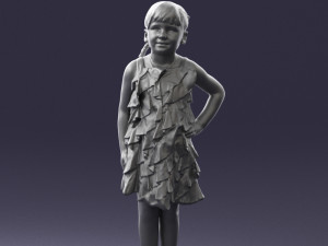 girl in red dress 0129 3d print ready 3D Baskı Modeli