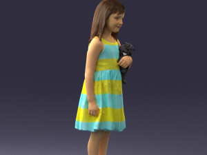 girl with toy cat 0130 3D 모델