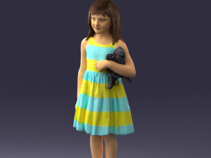 girl with toy cat 0130 3D 모델