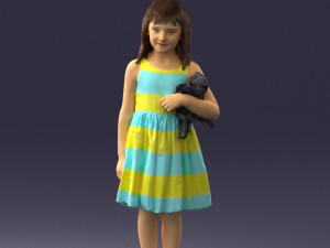 girl with toy cat 0130 3D 모델