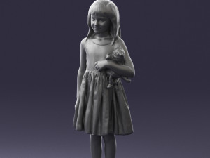 girl with toy cat 0130 3D 모델