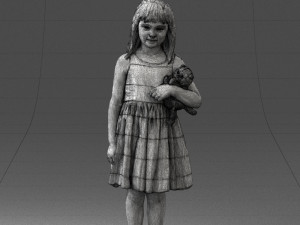 girl with toy cat 0130 3D 모델