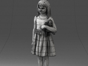 girl with toy cat 0130 3D 모델
