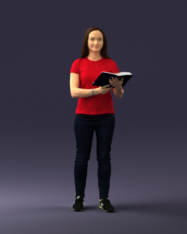 girl with book 0121 Modello 3D .c4d .max .obj .3ds .fbx .stl .blend 