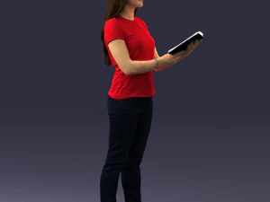 000455 Realistic Female Character with Book 3D Model
