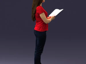 000455 Realistic Female Character with Book 3D Model