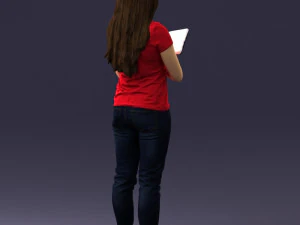 000455 Realistic Female Character with Book 3D Model