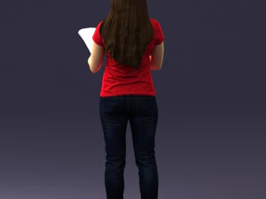 000455 Realistic Female Character with Book 3D Model