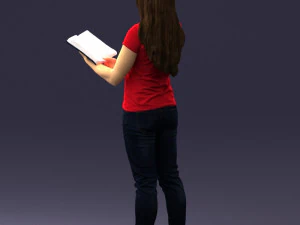 000455 Realistic Female Character with Book 3D Model