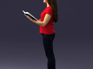 000455 Realistic Female Character with Book 3D Model