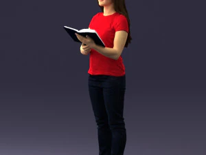 000455 Realistic Female Character with Book 3D Model