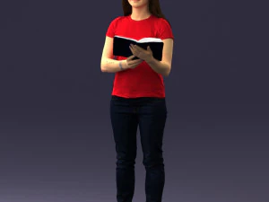 000455 Realistic Female Character with Book 3D Model