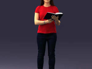 000455 Realistic Female Character with Book 3D Model